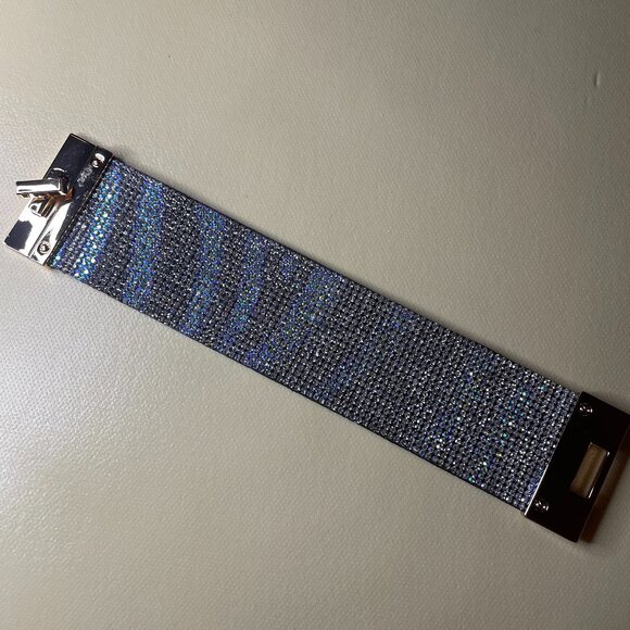 Jewelry - Zebra Print Iridescent Crystal Wide Cuff Bracelet